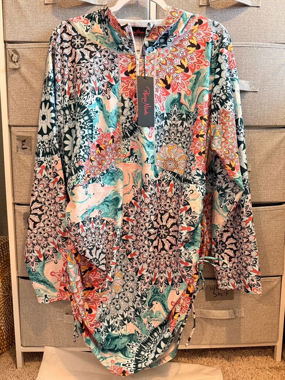 Hanna Nikole swim cover up NWT - 1/4 zip with hood